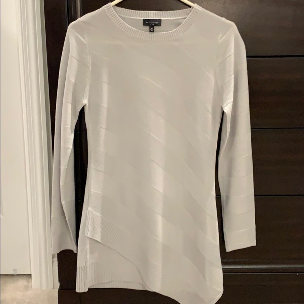 The Limited Silver Tunic Striped Sweater